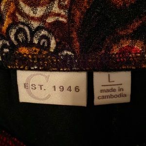 MIDI Est 1946 skirt, black, rust, teal, gold pull on super comfy